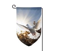 Bandiera da giardino 30,5 x 45,7 cm, bandiera esterna su entrambi i lati, bandiera stagionale di benvenuto per cortile, decorazione per esterni, casa colonica, colomba bianca che vola al sole
