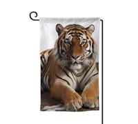 Bandiera da giardino 30,5 x 45,7 cm, bandiera esterna su entrambi i lati, bandiera stagionale di benvenuto, decorazione per esterni, fattoria, grande tigre, bandiere per patio, prato e giardino