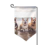 Bandiera da giardino 30,5 x 45,7 cm, bandiera esterna su entrambi i lati, bandiera stagionale di benvenuto, decorazione per esterni, fattoria, cani felici, bandiere da spiaggia per patio, prato e