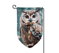 Bandiera da giardino 30,5 x 45,7 cm, bandiera esterna su entrambi i lati, bandiera stagionale di benvenuto per cortile, decorazione per esterni, fattoria, animali, simpatico gufo, bandiere per patio