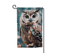 Bandiera da giardino 30,5 x 45,7 cm, bandiera esterna su entrambi i lati, bandiera stagionale di benvenuto per cortile, decorazione per esterni, fattoria, animali, simpatico gufo, bandiere per patio