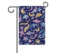 Bandiera da giardino 30,5 x 45,7 cm bandiera verticale da cortile blu scuro conchiglia bandiera di benvenuto piccole bandiere decorative per esterni per tutte le stagioni banner per patio casa vacanze