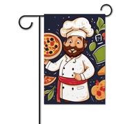 Bandiera da giardino 30,5 x 45,7 cm, doppia faccia, per esterni, per chef pizza, benvenuto, piccola bandiera da giardino, per esterni, primaverile, stagionale, decorazione da cortile