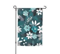 Bandiera da giardino 30,5 x 45,7 cm, doppia faccia primavera estate bandiera decorativa cortile bandiera verde acqua grigio e bianco floreale piccola bandiera stagionale festa decorazione esterna