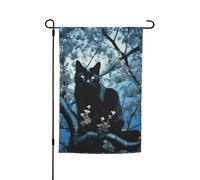 Bandiera da giardino 30,5 x 45,7 cm, doppia faccia primavera estate bandiera decorativa cortile bandiera gatto nero su albero piccola bandiera stagionale vacanza decorazione esterna