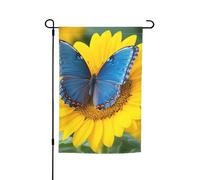Bandiera da giardino 30,5 x 45,7 cm, doppia faccia primavera estate bandiera decorativa cortile bandiera girasole farfalla blu piccola bandiera stagionale vacanza decorazione esterna