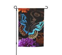 Bandiera da giardino 30,5 x 45,7 cm, doppia faccia primavera estate bandiera decorativa cortile bandiera farfalla su bel fiore piccola bandiera stagionale vacanza decorazione esterna