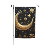 Bandiera da giardino 30,5 x 45,7 cm, doppia faccia primavera estate bandiera decorativa cortile bandiera dorata stelle e luna piccola bandiera stagionale decorazione per esterni