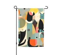 Bandiera da giardino 30,5 x 45,7 cm, doppia faccia primavera estate bandiera decorativa cortile bandiera metà secolo arte moderna gatto piccola bandiera stagionale vacanza decorazione esterna