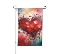 Bandiera da giardino 30,5 x 45,7 cm, doppia faccia primavera estate bandiera decorativa cortile bandiera astratta cuore piccola bandiera stagionale vacanza decorazione esterna