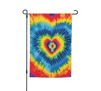Bandiera da giardino 30,5 x 45,7 cm, doppia faccia primavera estate bandiera decorativa cortile banner cuore arcobaleno tie-dye piccola bandiera stagionale vacanza decorazione esterna