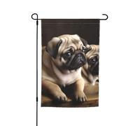 Bandiera da giardino 30,5 x 45,7 cm, doppia faccia primavera estate bandiera decorativa cortile banner cuccioli carlino piccola bandiera stagionale vacanza decorazione esterna