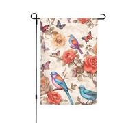 Bandiera da giardino 30,5 x 45,7 cm, doppia faccia primavera estate bandiera decorativa cortile banner romantico fantasia floreale uccelli farfalla piccola bandiera stagionale vacanza decorazione