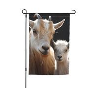 Bandiera da giardino 30,5 x 45,7 cm, doppia faccia primavera estate bandiera decorativa cortile banner carino capra bambino con madre piccola bandiera stagionale vacanza decorazione esterna