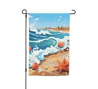 Bandiera da giardino 30,5 x 45,7 cm, doppia faccia primavera estate bandiera decorativa cortile banner conchiglie e onde piccola bandiera stagionale decorazione per esterni
