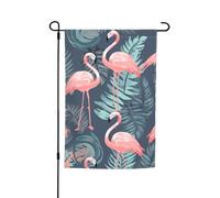 Bandiera da giardino 30,5 x 45,7 cm, doppia faccia primavera estate bandiera decorativa cortile banner estate fenicottero foglie di palma piccola bandiera stagionale vacanza decorazione esterna