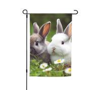 Bandiera da giardino 30,5 x 45,7 cm, doppia faccia primavera estate bandiera decorativa cortile banner due piccoli coniglietti piccola bandiera stagionale vacanza decorazione esterna