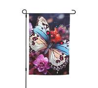 Bandiera da giardino 30,5 x 45,7 cm, doppia faccia primavera estate bandiera decorativa cortile banner farfalle colorate su fiori piccola bandiera stagionale vacanza decorazione esterna