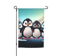 Bandiera da giardino 30,5 x 45,7 cm, doppia faccia primavera estate bandiera decorativa cortile banner cinque simpatici pinguini piccola bandiera stagionale vacanza decorazione esterna