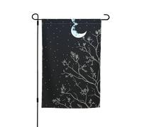 Bandiera da giardino 30,5 x 45,7 cm, doppia faccia primavera estate bandiera decorativa cortile banner rami di albero e luna su cielo notturno nero piccola bandiera stagionale vacanza decorazione