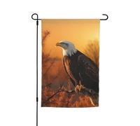 Bandiera da giardino 30,5 x 45,7 cm, doppia faccia primavera estate bandiera decorativa cortile banner dorato tramonto aquila calva piccola bandiera stagionale vacanza decorazione esterna