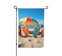 Bandiera da giardino 30,5 x 45,7 cm, doppia faccia primavera estate bandiera decorativa da cortile banner colorato infradito palla da spiaggia piccola bandiera stagionale vacanza decorazione esterna