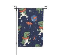 Bandiera da giardino 30,5 x 45,7 cm, doppia faccia primavera estate bandiera decorativa da cortile banner divertente astronauta dinosauro razzo piccola bandiera stagionale vacanza decorazione esterna