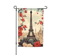 Bandiera da giardino 30,5 x 45,7 cm, doppia faccia primavera estate bandiera decorativa da cortile bandiera Parigi vintage floreale piccola bandiera stagionale decorazione per esterni