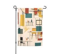 Bandiera da giardino 30,5 x 45,7 cm, doppia faccia primavera estate bandiera decorativa da cortile bandiera metà secolo moderna piccola bandiera stagionale decorazione per esterni