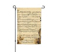 Bandiera da giardino 30,5 x 45,7 cm, doppia faccia primavera estate bandiera decorativa da cortile banner note musicali su carta vecchia piccola bandiera stagionale decorazione per esterni