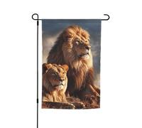 Bandiera da giardino 30,5 x 45,7 cm, doppia faccia primavera estate bandiera decorativa da cortile bandiera due leoni piccola bandiera stagionale decorazione per esterni