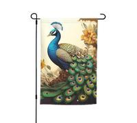 Bandiera da giardino 30,5 x 45,7 cm, doppia faccia primavera estate bandiera decorativa da cortile bella bandiera pavone piccola bandiera stagionale vacanza decorazione esterna
