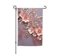 Bandiera da giardino 30,5 x 45,7 cm, doppia faccia primavera estate bandiera decorativa da cortile in oro rosa elegante decorativa floreale piccola bandiera stagionale decorazione per esterni