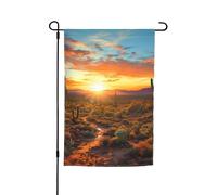 Bandiera da giardino 30,5 x 45,7 cm, doppia faccia primavera estate bandiera decorativa da cortile Saguaros al tramonto piccola bandiera stagionale decorazione per esterni