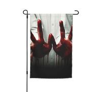 Bandiera da giardino 30,5 x 45,7 cm, doppia faccia primavera estate bandiera decorativa da cortile striscione mani insanguinate piccola bandiera stagionale festa decorazione esterna