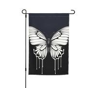 Bandiera da giardino 30,5 x 45,7 cm, doppia faccia primavera estate bandiera decorativa da cortile una farfalla bianca e nera piccola bandiera stagionale decorazione per esterni