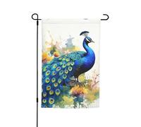 Bandiera da giardino 30,5 x 45,7 cm, doppia faccia primaverile estate bandiera decorativa da cortile bandiera pavone pittura ad acquerello piccola bandiera stagionale festa decorazione esterna