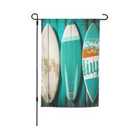 Bandiera da giardino 30,5 x 45,7 cm, doppia faccia primaverile estate bandiera decorativa per cortile con tavola da surf in stile vintage su legno turchese piccola bandiera stagionale decorazione per
