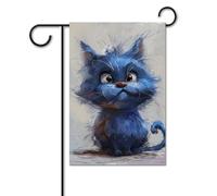 Bandiera da giardino 30,5 x 45,7 cm, doppia faccia, verticale, bandiera di benvenuto, motivo gatto blu, piccola bandiera decorativa per esterni, per tutte le stagioni, striscioni per casa, patio