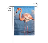 Bandiera da giardino 30,5 x 45,7 cm, doppia faccia, verticale, benvenuto, estate, bandiere, nessuna dissolvenza, bandierine per la casa, fenicottero in acqua, striscione per cortile stagionale
