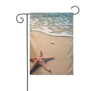 Bandiera da giardino 30,5 x 45,7 cm, doppia faccia, verticale, benvenuto, estate, bandiere, nessuna dissolvenza, bandierine per la casa, 3D, bella stella marina sulla spiaggia, sabbia, cortile