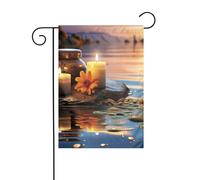 Bandiera da giardino 30,5 x 45,7 cm, doppia faccia, verticale, benvenuto, estate, bandiere, nessuna dissolvenza, bandierine per casa, candele, meditazione, pietre, cortile, decorazione per esterni