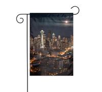 Bandiera da giardino 30,5 x 45,7 cm, doppia faccia, verticale, benvenuto, estate, nessuna dissolvenza, bandiere per la casa, città, Seattle, Yard Banner per decorazione esterna stagionale