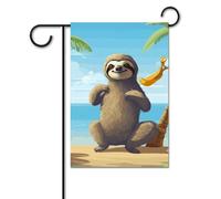 Bandiera da giardino, 30,5 x 45,7 cm, doppia faccia, verticale, con bradipo sulla spiaggia, piccola bandiera decorativa per esterni, per tutte le stagioni, striscioni per casa, patio, vacanze