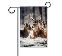 Bandiera da giardino, 30,5 x 45,7 cm, doppia faccia, verticale, con cervo nella neve, bandiera di benvenuto, piccola bandiera decorativa per esterni, per tutte le stagioni, per casa, patio, vacanze