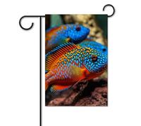 Bandiera da giardino, 30,5 x 45,7 cm, doppia faccia, verticale, con pesci che nuotano nell'acqua, bandiere decorative per esterni per tutte le stagioni, striscioni per casa, patio, vacanze