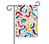 Bandiera da giardino, 30,5 x 45,7 cm, doppia faccia, verticale, curve e forme, bandiera di benvenuto, piccole bandiere decorative per esterni per tutte le stagioni, striscioni per casa, patio, vacanze