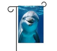 Bandiera da giardino, 30,5 x 45,7 cm, doppia faccia, verticale, delfino con sorriso, bandiera di benvenuto, piccola bandiera decorativa per esterni, per tutte le stagioni, striscioni per casa, patio