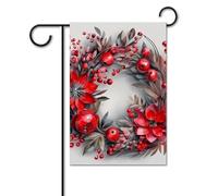 Bandiera da giardino 30,5 x 45,7 cm, doppia faccia, verticale, fiori rossi e bacche, bandiera di benvenuto, piccole bandiere decorative per esterni per tutte le stagioni, striscioni per casa, patio