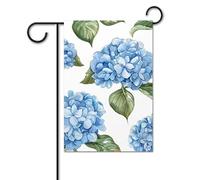 Bandiera da giardino 30,5 x 45,7 cm, doppia faccia, verticale, motivo ortensia blu, bandiera di benvenuto, piccole bandiere decorative per esterni per tutte le stagioni, striscioni per casa, patio